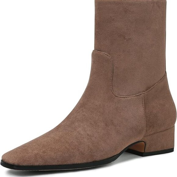 NEW! Fall Suede Ankle Boots For Women Square Toe Short Booties Chunky Low Heel - Picture 4 of 4